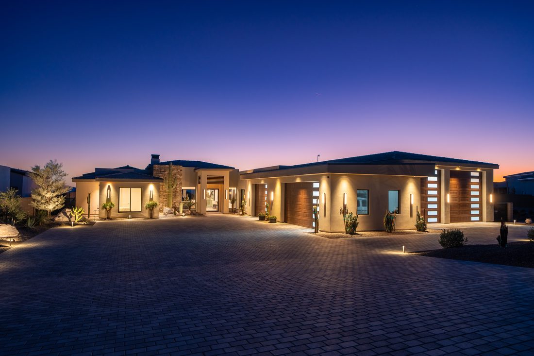 Flat Irons home exterior at twilight