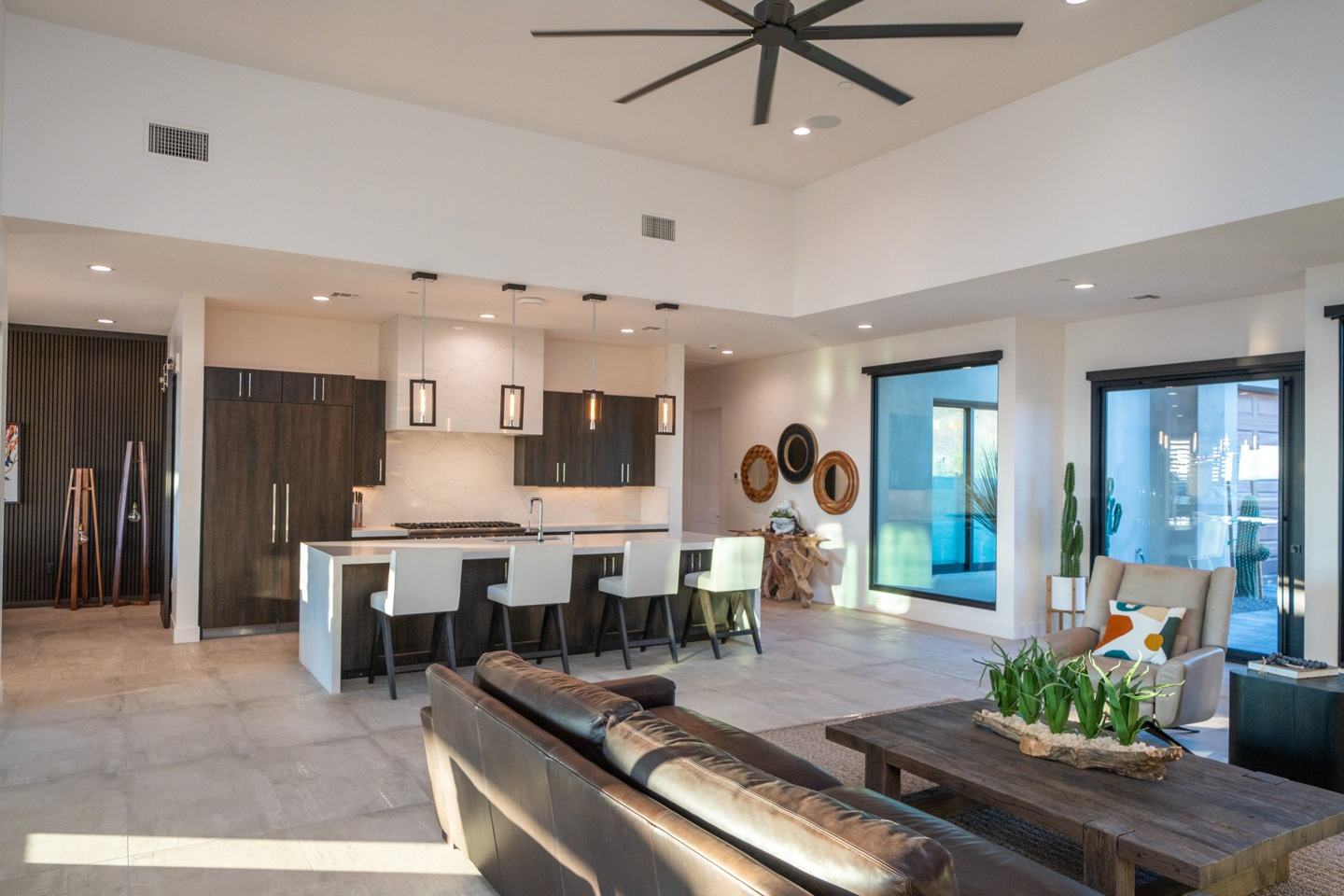 Vaulted great room open to the kitchen