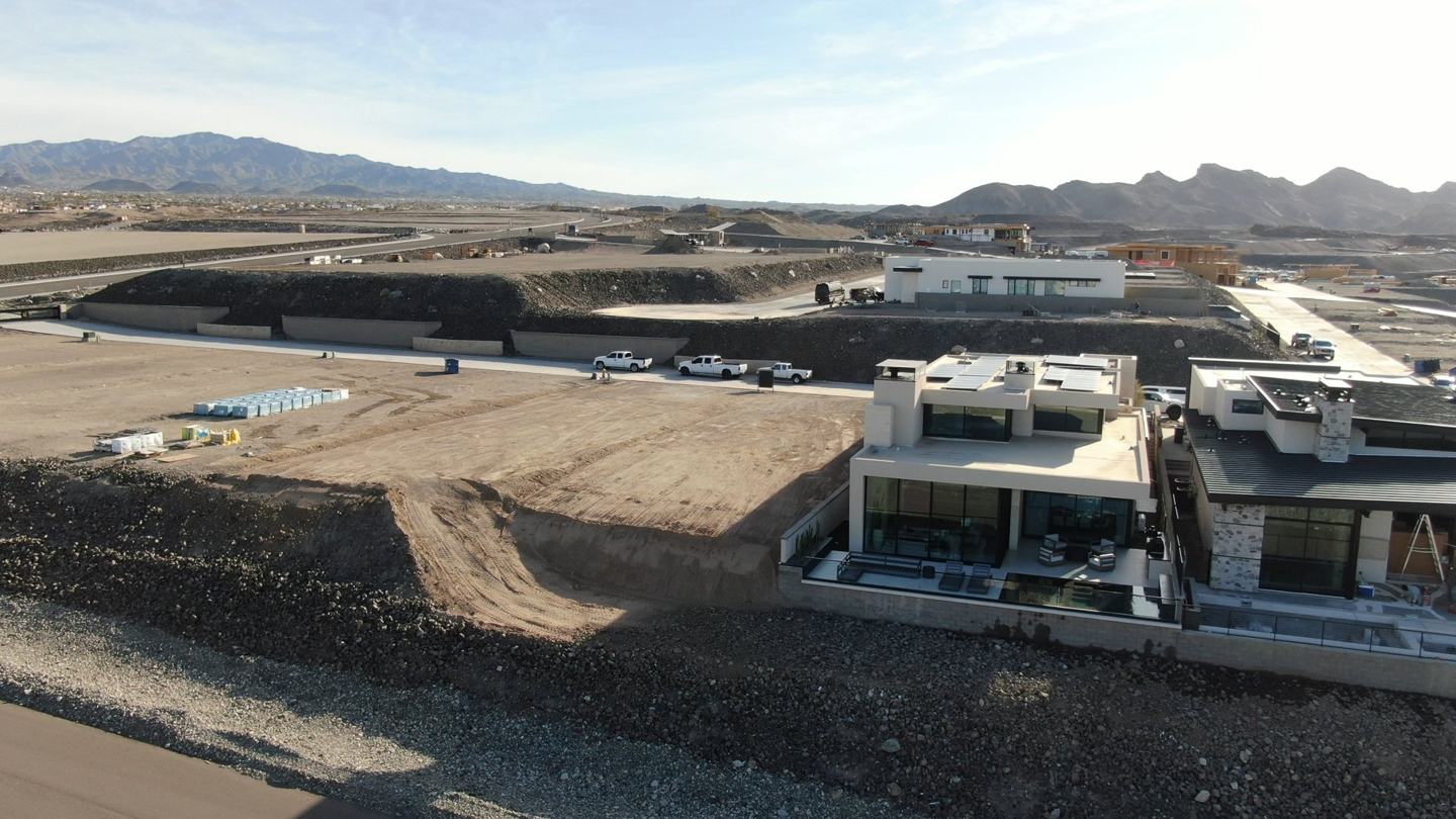 Aerial of Marina View homesites and completed homes above Lake Havasu
