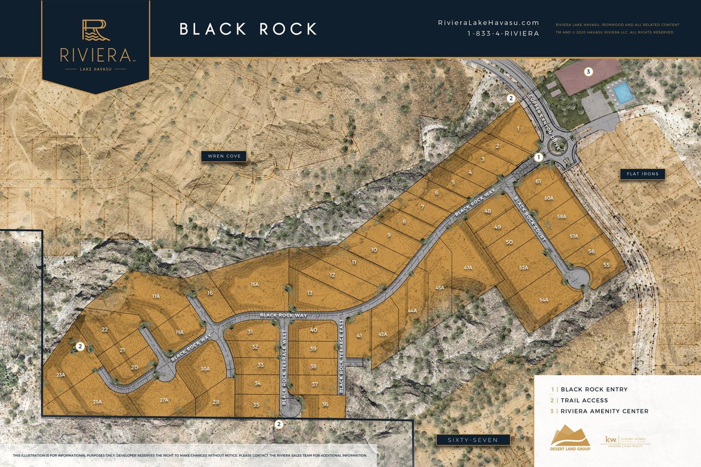 Black Rock community site map showing streets and available homesites
