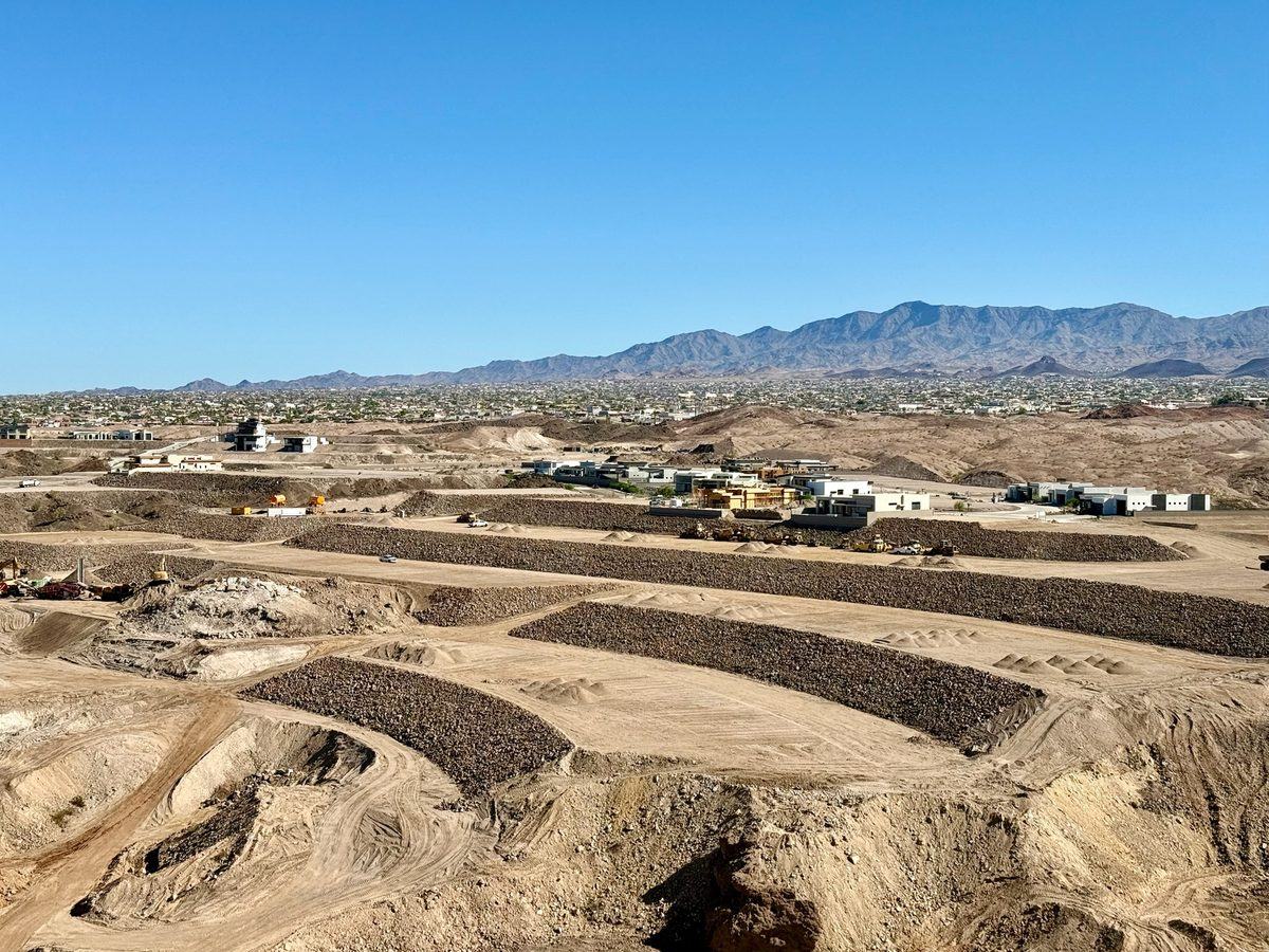 Terraced homesites at Sixty-Seven with completed homes beyond
